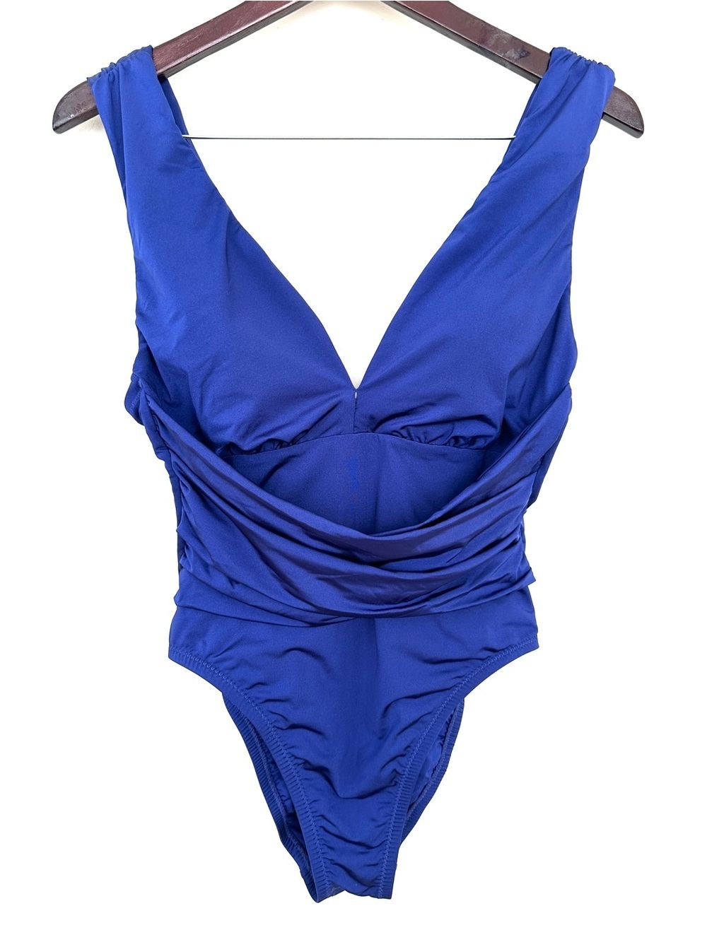 Trina Turk Royal Blue One-Piece Swimsuit, Deep V-plunge